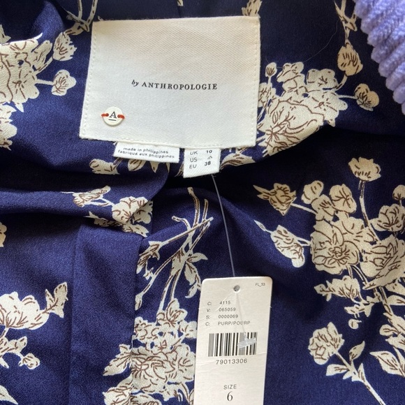 Anthropologie Corduroy Duster Jacket NWT Purple Sz 6 Funky 70s Retro Festival - Picture 6 of 12